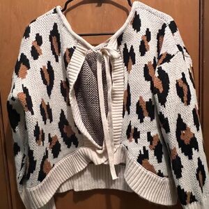 SHEIN Animal Print Cardigan - Cream, Black, Brown